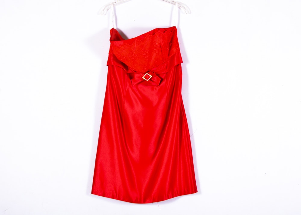 Jessica McClintock Red Strapless Dress